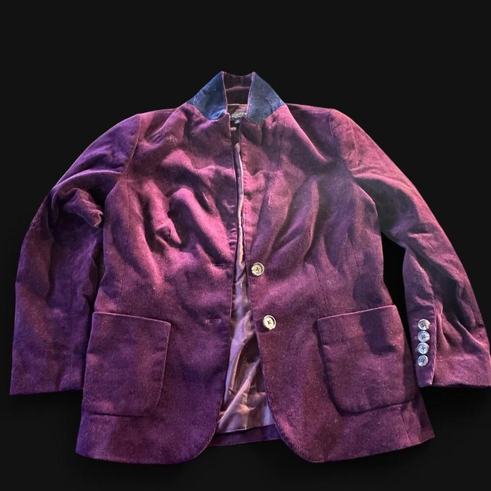 Talbots Blazer Womens 8P Purple Corduroy Petite Two Button Lined Work Jacket